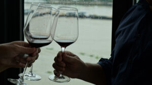 friends drinking small glass of wine