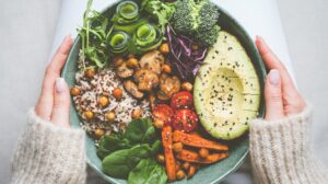 healthy bowl of plant-based foods