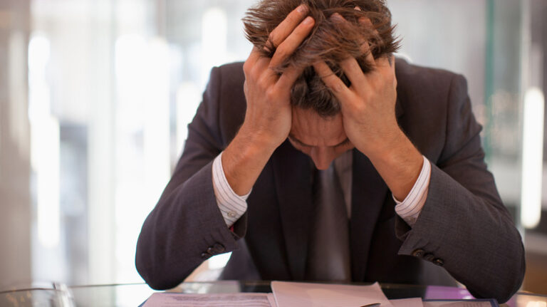 anxious man in suit