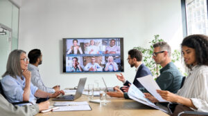 video conference in an office