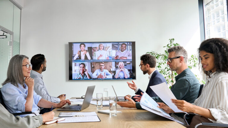 video conference in an office