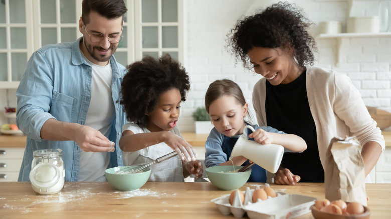 family baking together