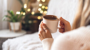 woman drinking hot cocoa