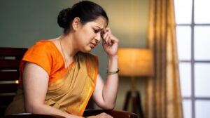 Unhappy woman looking stressed