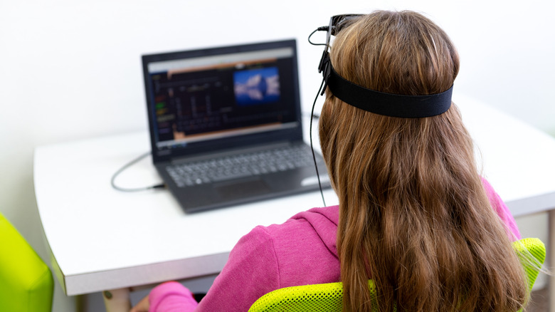 teenage girl during neurofeedback session