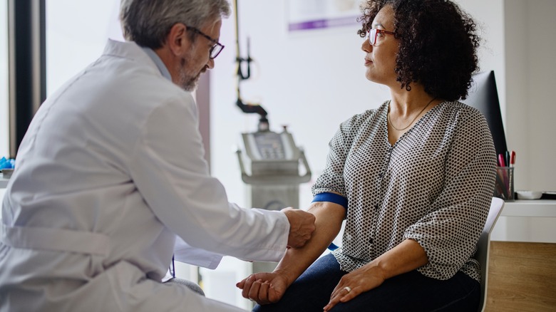 woman getting blood test
