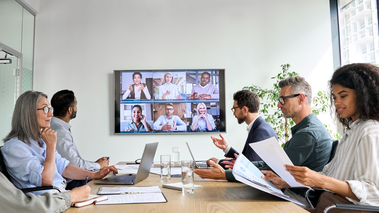video conference in an office 