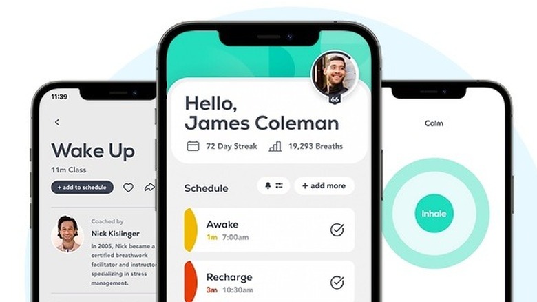 screenshots of Breathwrk app