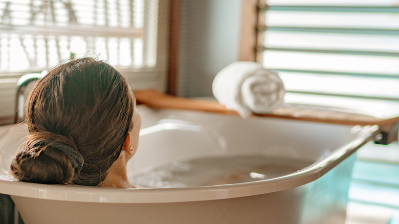woman taking a bath