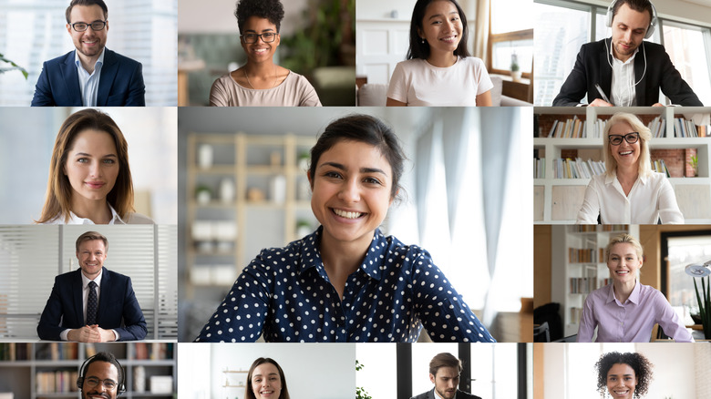 Diverse people on video call