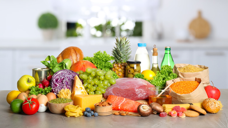 Healthy foods on kitchen counter
